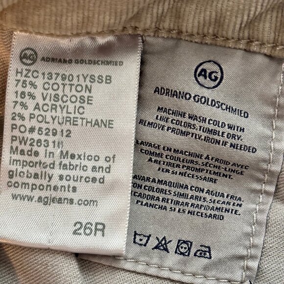 NWT Ag Adriano Goldschmied Farrah Skinny High Rise Tan Corduroy Pants Women 26 - Picture 10 of 11